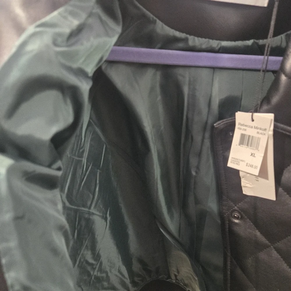 Nwt Bomber Leather Jacket Rebecca Minkoff XL - Picture 10 of 10